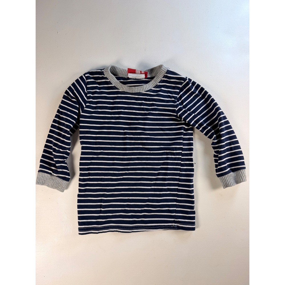 Millie Jay Striped Long Sleeve Shirt Kids 2T Navy Blue Excellent Nautical Tee